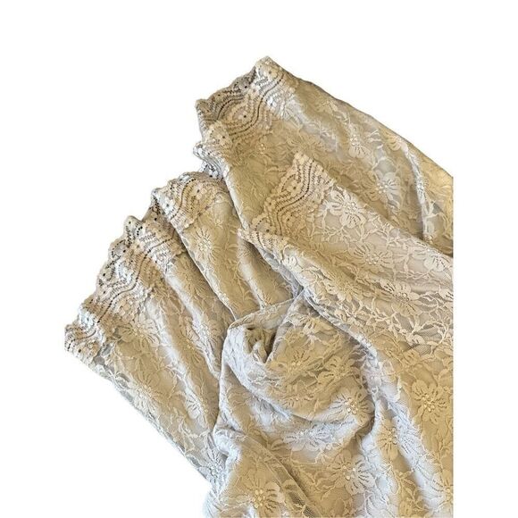 Downeast Womens Tan Motif Embellished Lacey Scoop Neck Midi Dress sz XL Feminine - Picture 5 of 6